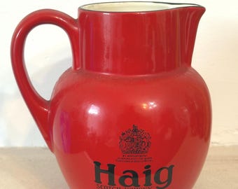 Vintage Carlton Ware Haig Scotch Whisky Jug | Red Barware Pitcher