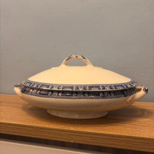 Vintage Blue And White Bristol Poutney & Co. LTD. Tureen With Canynge Pattern | Vintage English Serving Dish With Lid