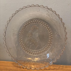 Antique Queen Victoria Jubilee Pressed Glass Bowl 1897 Celeberating Diamond Jubilee