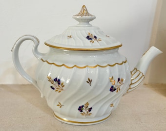 Tetera antigua Barr Flight Barr Worcester, rara / Marca BFB Crown / 1804-1813