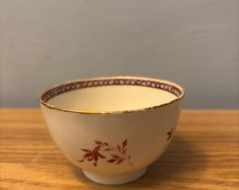 アンティーク中国輸出磁器茶碗｜手描き花柄シノワズリー