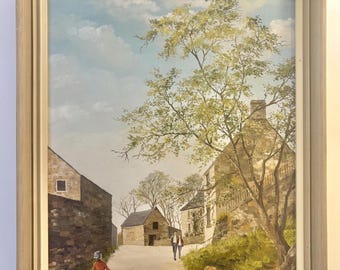 Original Jean Goodwin Oil Painting | English Cottagecore Village | Vintage Countryside Landscape