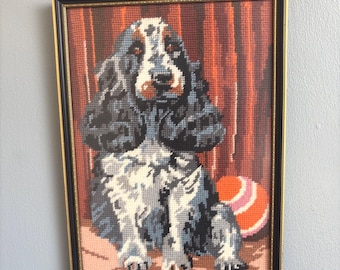 Vintage Framed Cocker Spaniel Tapestry – Dog Lover Gift