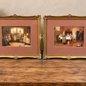 Victorian Art Print Pair | Hayllar & Brooker | Ornate Gilt Frames
