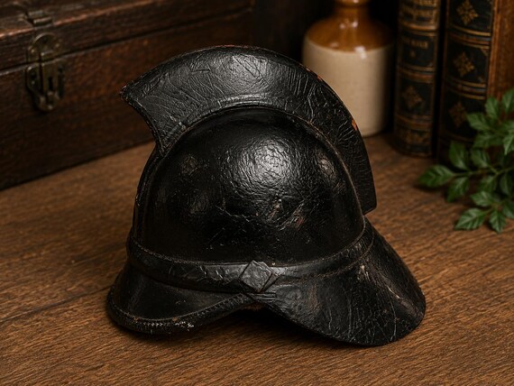 Vintage Firefighter Helmet | British Leather Fire Helmet | WWII AFS View 3