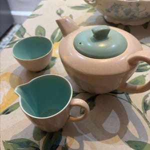 Vintage Poole Pottery Set - Including Teapot, Cream Jug and Sugar Bowl - 1950&#39;s Classic British Ceramics