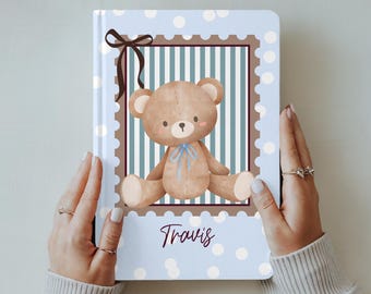 Custom Journal Baby Shower Gift Boy Mom Journal For Baby And Mom Birth Gift For Newborn Keepsake Teddy Bear Notebook Basket Filler Gift
