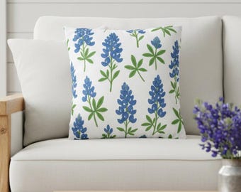Texas Wildflower Art Deco Pillow Cover Floral Throw Pillow Gift For Mom Home Decor Farm House Warming Gifts For Friends Home Decor Rustic