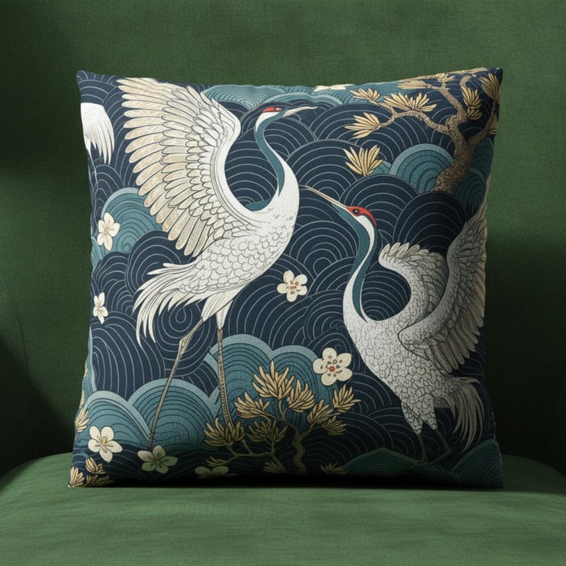 Châteaucore Aesthetic Pillow Vintage Chinoiserie Blue Cushion Cover Unique Home Decor Gift For Women Birthday Gift For Best Friend New Home image 2
