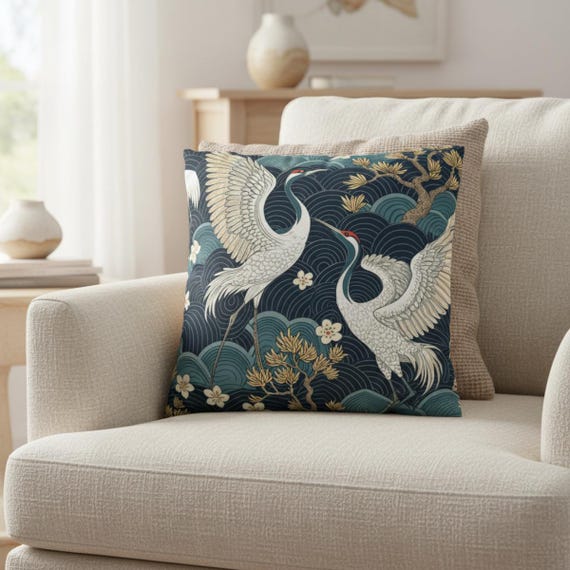 Châteaucore Aesthetic Pillow Vintage Chinoiserie Blue Cushion Cover Unique Home Decor Gift For Women Birthday Gift For Best Friend New Home