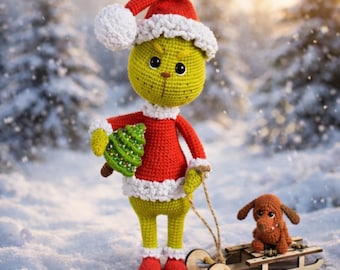 Christmas Grinch Crochet Ornament Pattern PDF