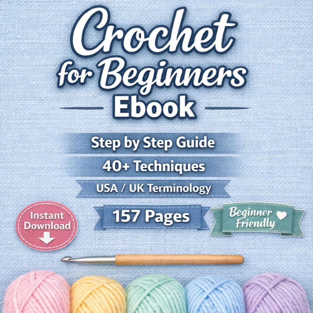Crochet for Beginners PDF Guide UK USA, Learn to Crochet Kids Adults