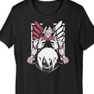 Attack on Titan Titan Duo T-Shirt – Shingeki no Kyojin Graphic Anime Tee – Eren Jaeger Titan Form Manga Art Shirt for Otaku Fans