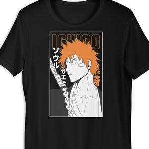 Ichigo Kurosaki Bleach Anime T-Shirt for Otaku Fans, Soul Reaper Manga Tee, Japanese Streetwear Shirt Gift for Anime Lovers