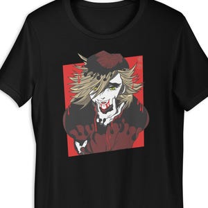 Dark Anime Vampire Graphic Tee – Gothic Japanese Art Manga-Inspired Streetwear Shirt for Otaku Fans