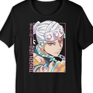 Anime Graphic T-Shirt Featuring Tengen Uzui Inspired Design – Bold Otaku Streetwear Tee for Fans of Flashy Manga Characters