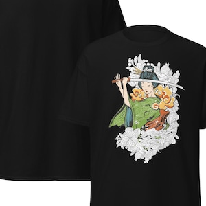Unisex Cotton T-Shirt with Japanese Samurai Woman Artwork – Streetwear Tee with Unique Asian Art Print