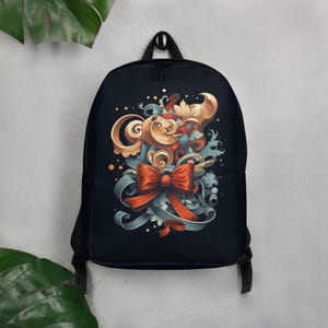 Red Bow Print Backpack, Stylish Ribbon Design Water-Resistant Bag with Laptop Pocket for School, Work, and Everyday Use