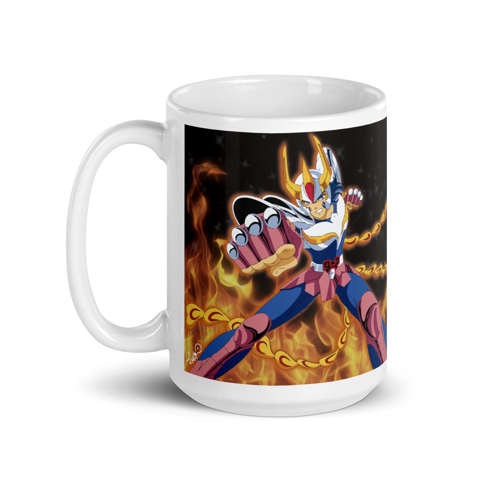 Saint Seiya Phoenix Ikki Anime Mug Featuring Fiery Armor for Classic Manga Fans and Collectors