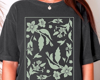 Comfort Colors Vintage Pressed Flowers T-Shirt, Boho Floral Tee