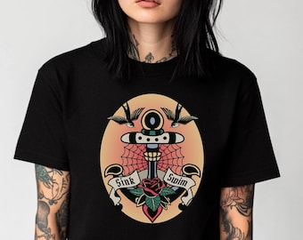 American Traditional Tattoo Shirt, Comfort Colors Retro Tee
