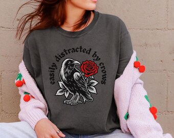 Comfort Colors Funny Crow T-shirt, Vintage Bird Watching Top