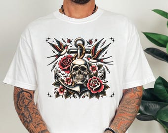 American Traditional Tattoo T-Shirt, Vintage Sailor Style Graphic Tee
