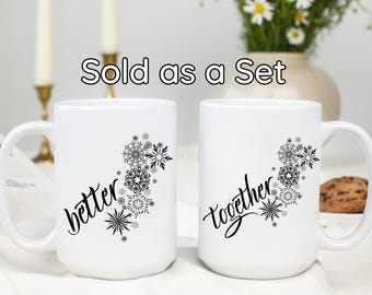Mr and Mrs Coffee Mug Set, Newlywed Engagement Gift