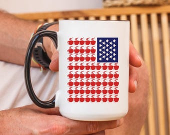 USA Flag Coffee Mug, Patriotic American Gift