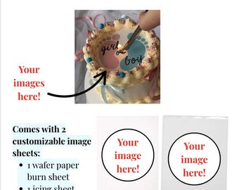 Custom Burn Away Cake Edible Image Toppers: Wafer Paper & Icing Sheet