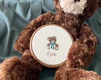 Personalized Embroidery Teddy Bear 4'' Hoop: Custom Baby Name Nursery Decor