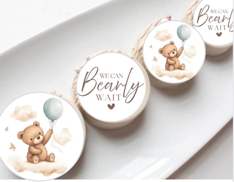 We Can Bearly Wait Edible Cake Topper: Blue Bear Baby Shower - Etsy