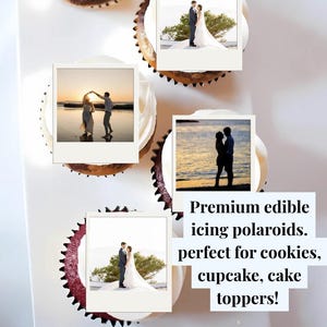 12 2.3&quot; x 1.7&quot; Custom Polaroid Edible Image Toppers Printed on Icing Paper for Birthday, Anniversary