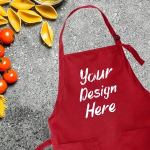 Personalized Logo Apron With Pockets, Custom Text Logo Apron, Custom Print Apron, Custom Kitchen Apron Women and Men, Chef Gift,Artist Apron