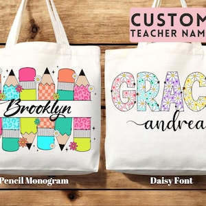 Cadeau de remerciement pour enseignant Sac fourre-tout en toile Cadeau personnalisé pour enseignant cartable d'école personnalisé Cadeau pour enseignant fourre-tout réutilisable