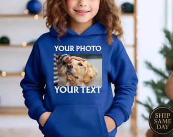 Custom Printed Hoodie, Personalized Photo & Text, Cotton-Blend