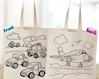 Custom Coloring Canvas Tote Bag: Kids' DIY Party Favor