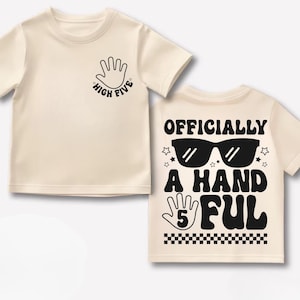 Personalized 5th Birthday Shirt Boy, Officially a Handful Shirt, Five Year Old Birthday Tee, Custom Name Shirt for Boys, 5th Birthday Gift