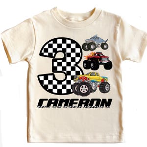 Personalized Racing Cars Birthday Shirt, Monster Truck Birthday Shirt, Monster Truck Shirt, Custom Race Car Shirt, Birthday Monster Truck