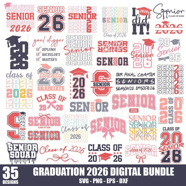 Graduation 2026 SVG PNG Bundle, Senior Class Shirt, Retro Coquette Bow ...