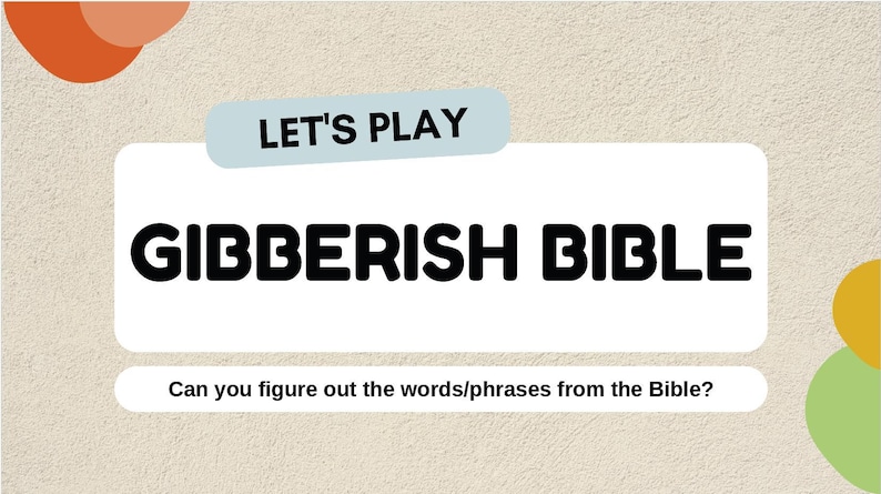 50 Bible Gibberish Words/phrases Game Template - Etsy