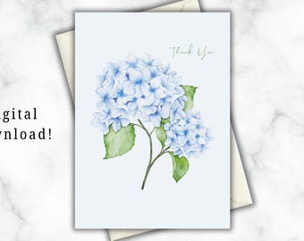 Printable Blank Thank You Card, Thank You Card, Blank Card Digital Download, Elegant Card, Printable Flower Card, Printable Digital Download