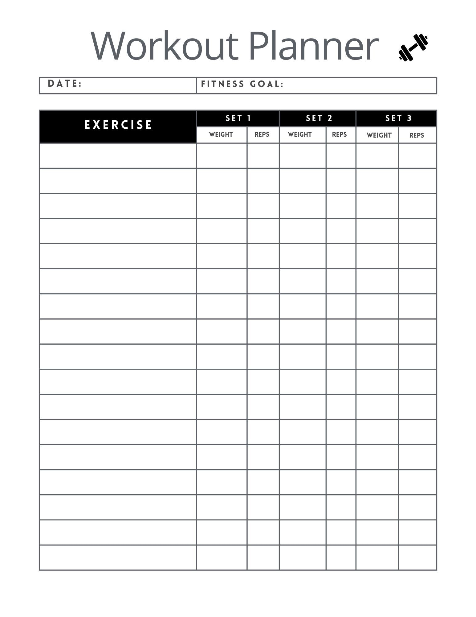 Exercise Planning Template One Pager Example.pdf Workout Planner Template | Printable Fitness Tracker | Instant Download ...