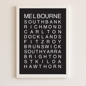 Melbourne Suburbs Poster | Printable Wall Art | Digital Download | Minimalist Melbourne Map | Modern Aussie Home Decor