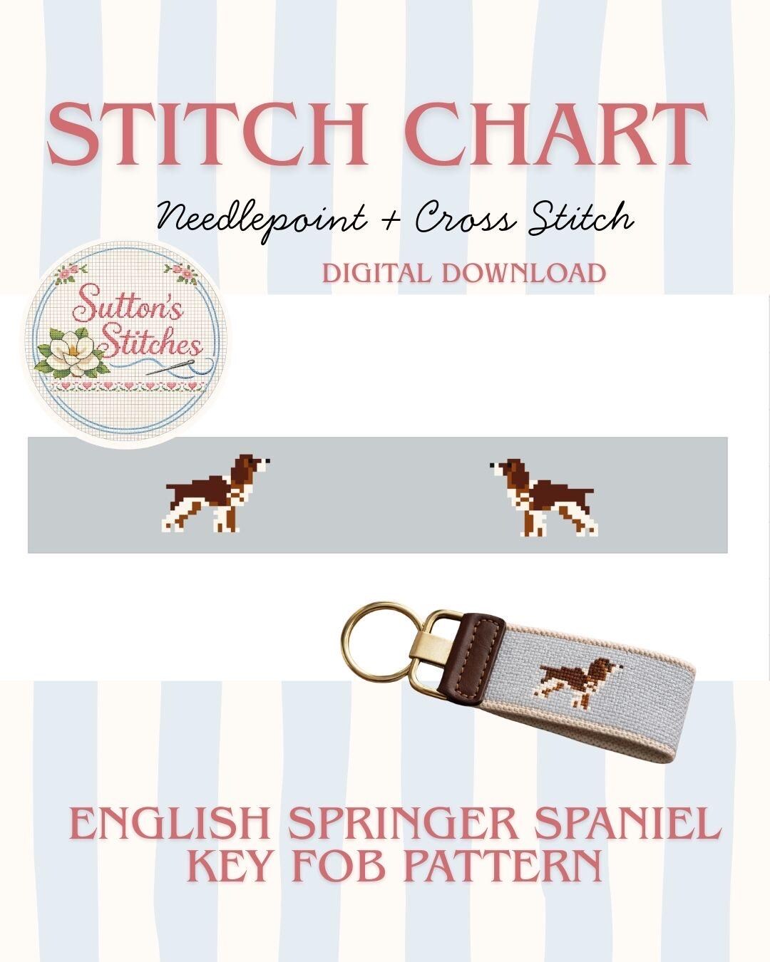 Springer Spaniel Key Fob Needlepoint Chart – Dog Lover Gift (digital ...