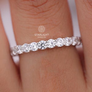 2.5mm Lab Grown Diamond Ring, Full Eternity Diamond Anniversary Gift, U Prong Eternity Band, Bridal Ring Set, Promise Ring, Diamond Band