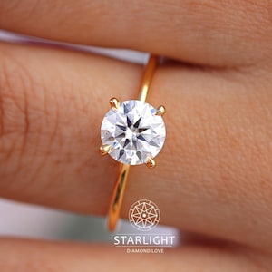 0.50CT to 5.0CT Round Cut Lab Grown Diamond Engagement Ring, Solitaire Diamond Engagement Ring, Proposal Ring For Women, Anniversary Gift