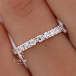 2.2mm Lab grown Diamond band, Half Eternity Diamond gold Ring, Matching Wedding Band, Bridal Set Diamond Band, Anniversary ring band