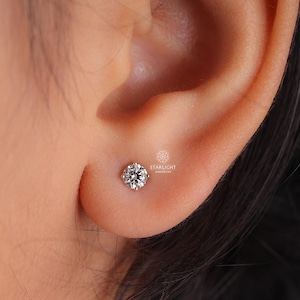 Diamond Studs For Women, 4-prong Martini Lab Diamond Solitaire Earrings
