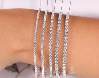 ラボグロウンダイヤモンド テニスブレスレット：925シルバー、重ね付け